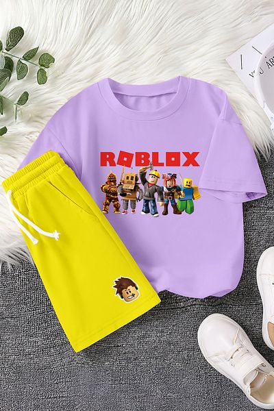MYADA Premium Fun Roblox Printed Colorful 2-Piece Children's Set 23407