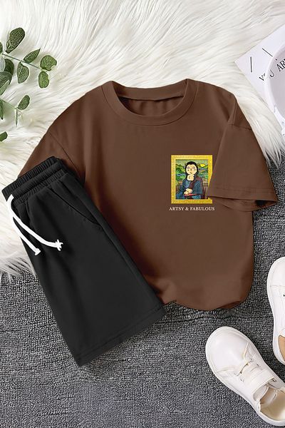 MYADA Детски комплект от 2 части с щампа на котка Faboulus New Season 22751