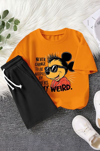 MYADA New Season Glasses Cartoon Character Weird Printed 2-Piece Children's Set 22536