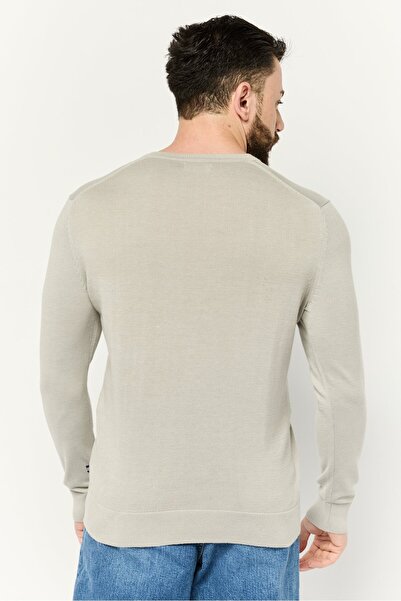 Nautica Men V-Neck Embroidered Logo Sweater, Grey
