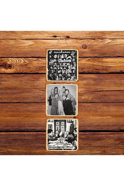 hazalshop Poster retro din lemn cu tematică Green Cam Hatırası Triple