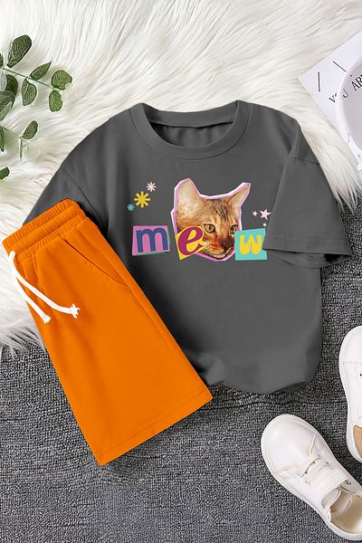 MYADA New Season Kitten Printed 2-Piece Children's Set 23396