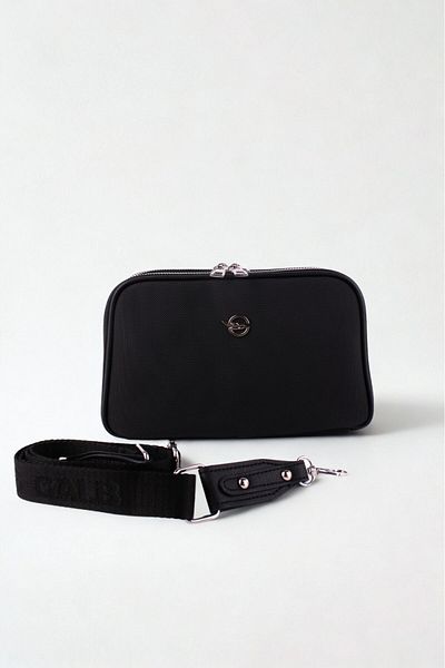 GALB LEATHER Culoare neagră, mărime medie, piele simplă, zilnic, cu 5 compartimente, geantă de umăr pentru femei.