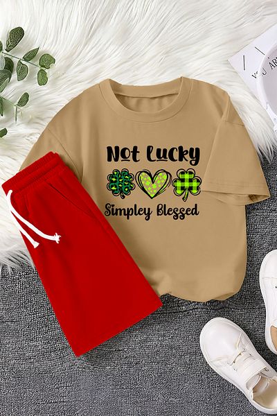 MYADA Premium Blessed as Lucky Printed 2-Piece Children's Set 23451