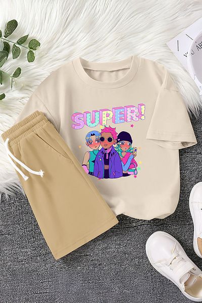 MYADA New Season Colorful Graffiti Super Anime Printed 2-Piece Children's Set 23471