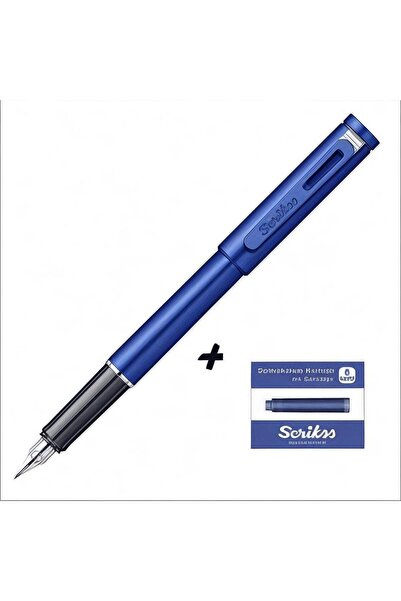 Scrikss Punto Özel Kutu Dolma Kalem Mavi & Scrikss 6'lı Mavi Kartuş Seti