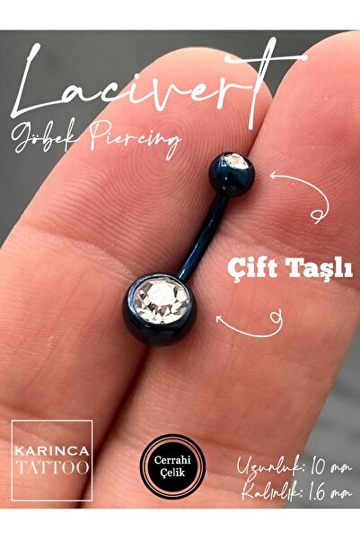 Karınca Piercing ثقب السرة ذو الجودة الفولاذية الجراحية باللون الأزرق