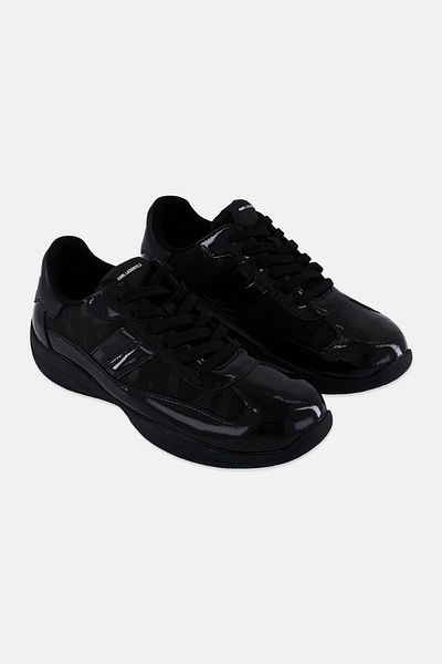 Karl Lagerfeld Men Medium Camo Trim Lace Up Sneakers Shoes, Black