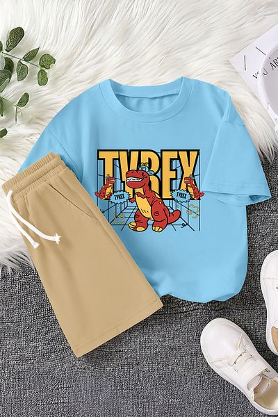 MYADA Set pentru copii din 2 piese cu imprimeu T-Rex Dinozaur nou sezon 23389