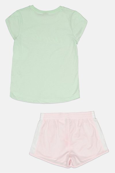 Puma Kids Girl 2 Pieces Sportswear Fit Top And Short Set, Pink/Light Green