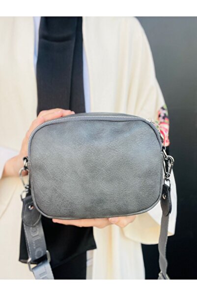 Çanta Trend Geantă de umăr și crossbody cu 4 compartimente pentru femei, din piele artificială moale, gri