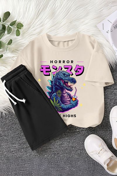 MYADA New Season Horror Dinosaur Printed 2-Piece Children's Set 22771 22772