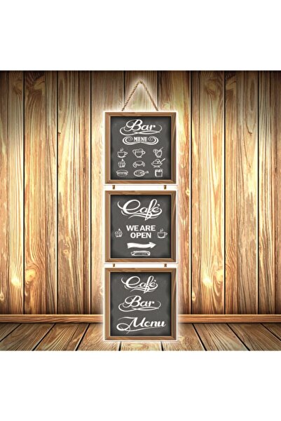 hazalshop Τριπλή ρετρό ξύλινη αφίσα με σχέδιο μενού μπαρ U400
