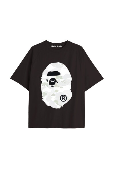 Kalic Studio Tricou de vară negru cu model Mr. Bape UNISEX