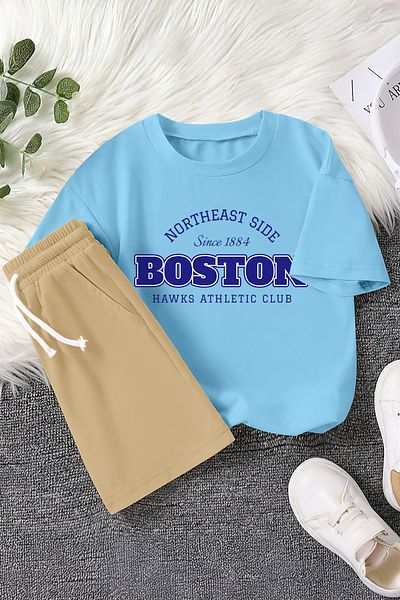 MYADA Set pentru copii din 2 piese cu imprimeu Boston City premium 22940
