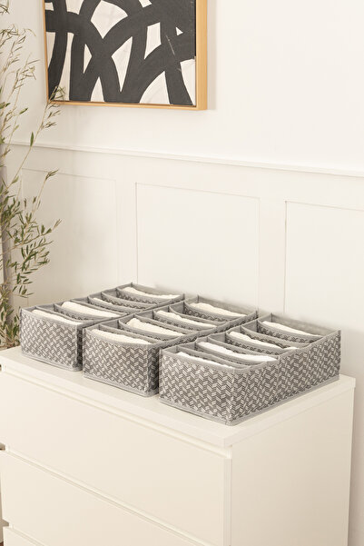 REKHOME Set of 3 7 Compartments Gray Cabinet Drawer Accordion Folding Socks Laundry Organizer Organizer