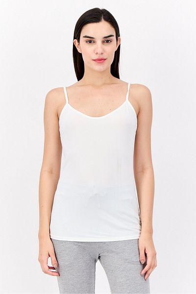 Bebe Women 2 Pieces Solid Sleeveless Tank Top, White/Black