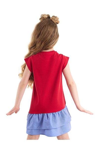 Denokids Rotes Sommerkleid für Mädchen mit Katzenrüschen