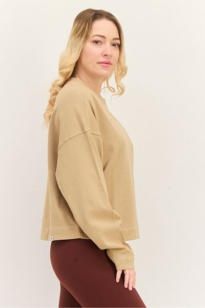 Puma Women Sportswear Fit Long Sleeves Outdoor Sweatshirt, Beige