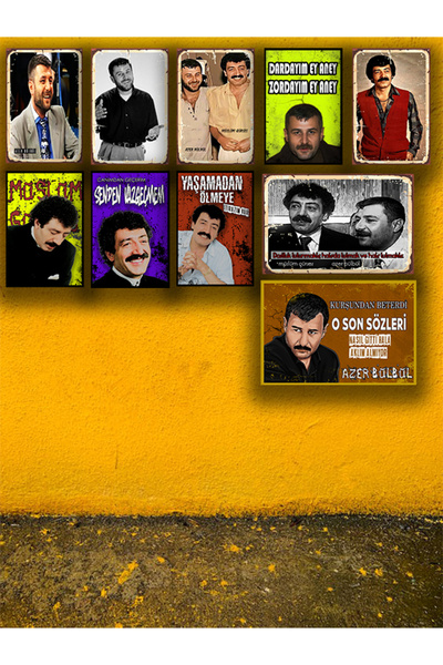 TAKIFİX Azer Bülbül & Müslüm Gürses Sözleri Seti 10 Adet 20x30 Cm Retro Ahşap...