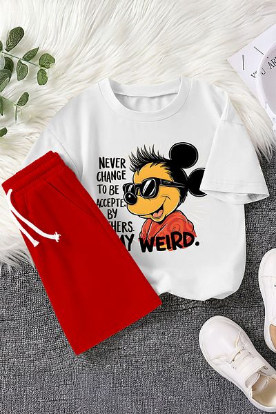 MYADA New Season Glasses Cartoon Character Weird Printed 2-Piece Children's Set 22536