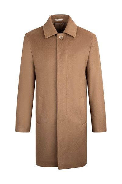 Hatemoğlu Camel Regular Fit Baby Collar Cashmere Woolen Coat