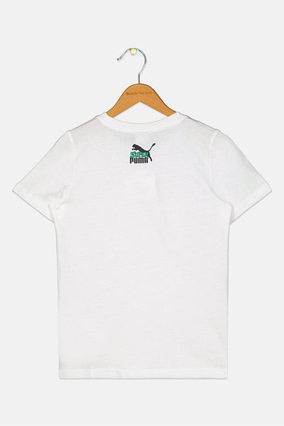 Puma Kids Boy Sportswear Fit Graphic Print Short Sleeves Outdoor T-shirt, White
