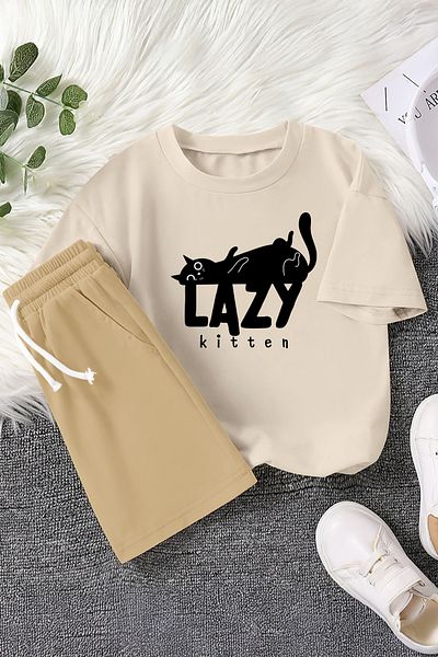 MYADA Premium Lazy Kitten Printed 2-Piece Children's Set 23350