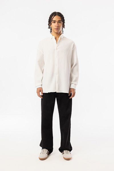 EGHO Thick Braided Twill Fabric Men's Long Sleeve Shirt, Men's Long Sleeve Shirt