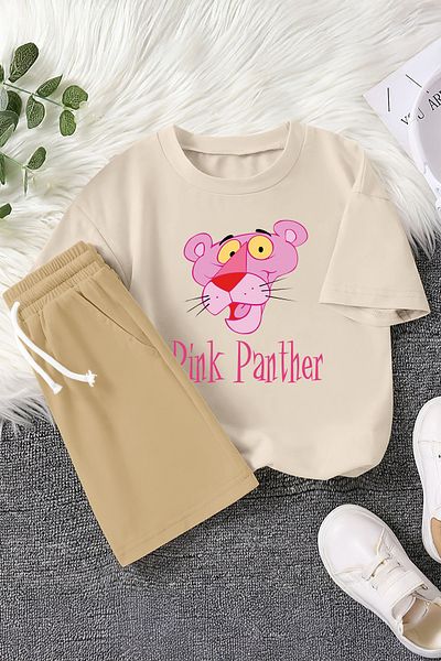 MYADA New Season Cute Pink Cartoon Character Printed 2-Piece Children's Suit 23404