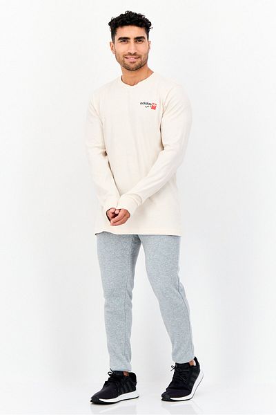 adidas Men Sportswear Fit Long Sleeves Outdoor Shirt, Beige