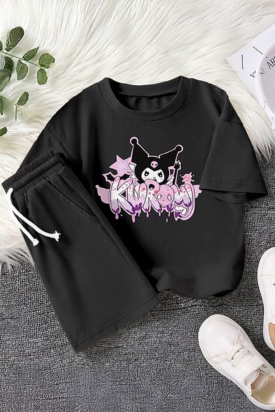 MYADA Premium Graffiti Written Baby Kuromi Colorful 2-Piece Children's Set 23408