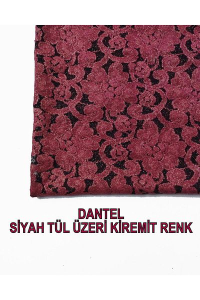 Kumaş Parça Φόρεμα 135 εκ. Δαντέλα Μαύρο Πλακάκι Χρώμα Glitter