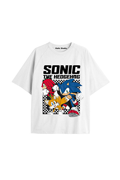 Kalic Studio Tricou alb de vară UNISEX Mr. Sonic cu model