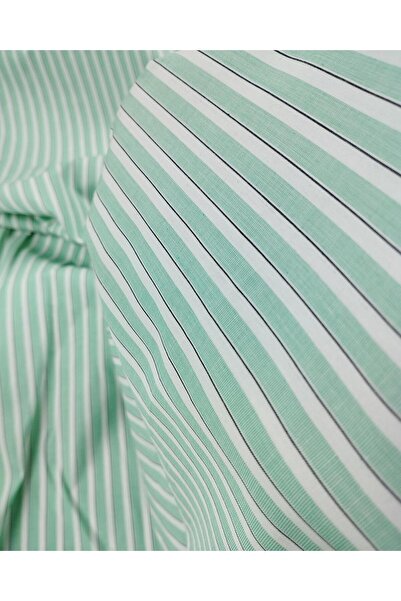 Kumaş Parça Зелено-біла бавовняна тканина - 150 см ширина