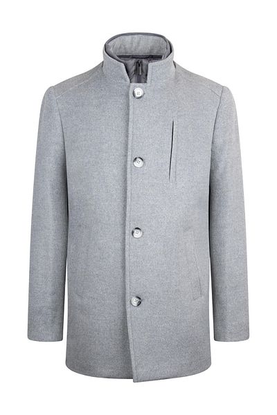 Hatemoğlu Gray Slim Fit Judge Collar Wool Basic Overcoat