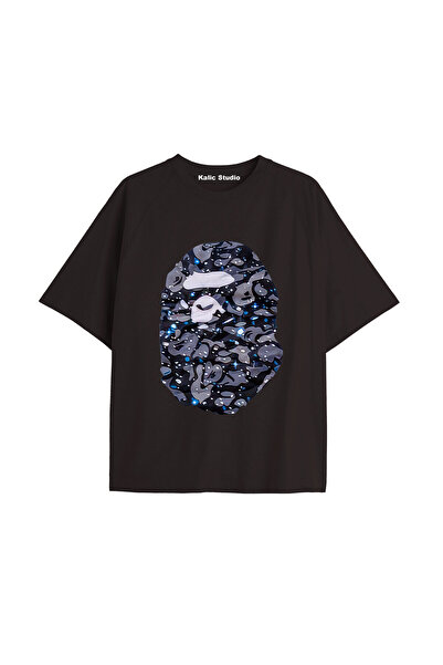 Kalic Studio Tricou de vară negru cu model Mr. Bape UNISEX
