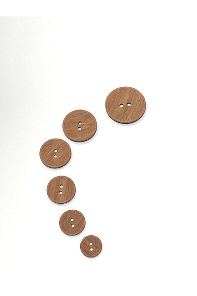 karantuhafiye Wooden Look Plastic Button / Set of 6 Tan /02744 / 2 cm