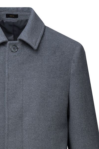 Hatemoğlu Gray Regular Fit Baby Collar Woolen Cashmere Coat