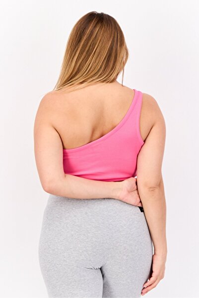 Tommy Jeans Women Asymmetric Neck Sleeveless Brand Logo Tank Top, Dark Pink