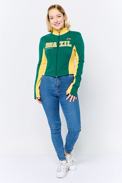 Don't Call Me Jennyfer Women Mock Neck Graphic Print Long Sleeves Sweatshirt, Green