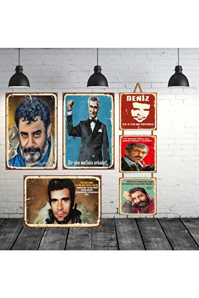 Yılmaz Güney Ahmet Kaya Sea View Set 3 Pieces 20x30 Cm 3 Pieces 15x15 Cm Retro Wooden Table