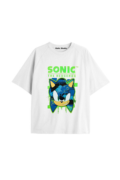Kalic Studio Tricou alb de vară UNISEX Mr. Sonic cu model