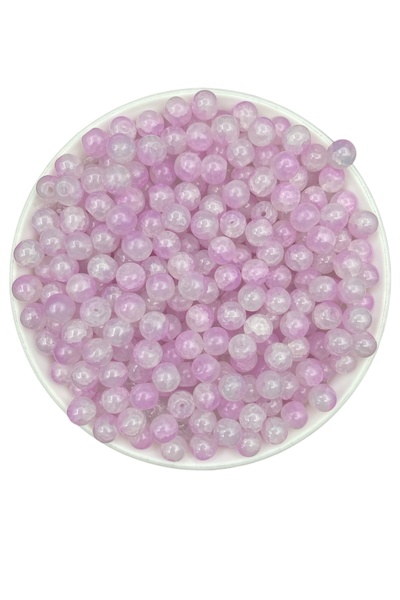 Hedef Bijuteri 50 غرام خرز زجاجي متجمد وردي متصدع زهري اللون مقاس 8 مم خرز لص...