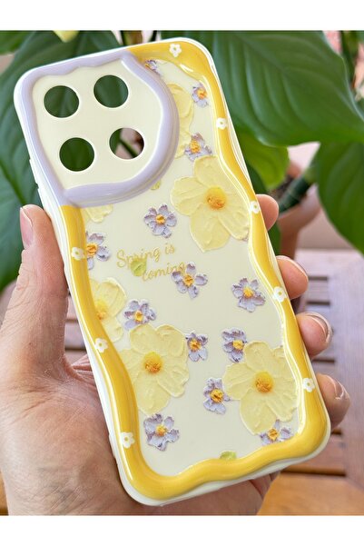Fibaks Realme 11 4G Kılıf Tasarımlı Desenli Kamera Korumalı Papatya Çiçek Renkli Silikon Kapak