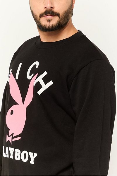 John Richmond Men Round Neck Brand Logo Long Sleeve Sweatshirt, Black