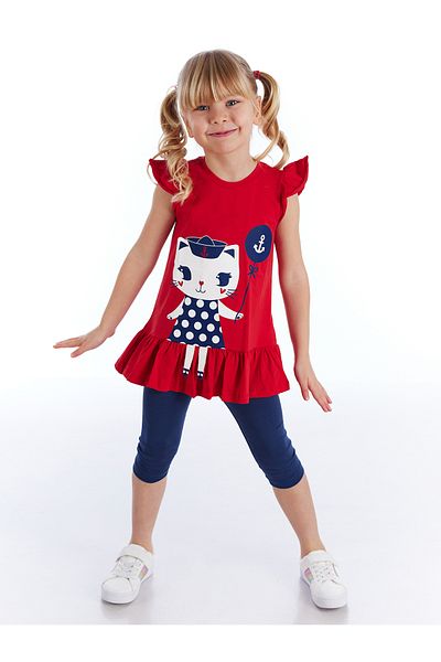 Denokids Sailor Cat Mädchen-Tunika-Strumpfhosen-Set