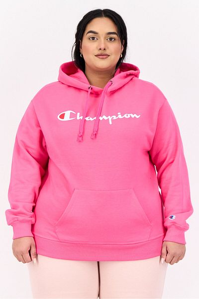 Champion Women Plus Size Long Sleeves Outdoor Hooded Sweatshirt, Pink