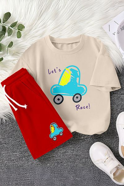 MYADA New Season Let's Race Car Printed 2-Piece Children's Set 23465