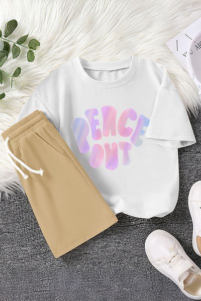 MYADA New Season Peace Out Colorful Printed 2-Piece Children's Suit 23480